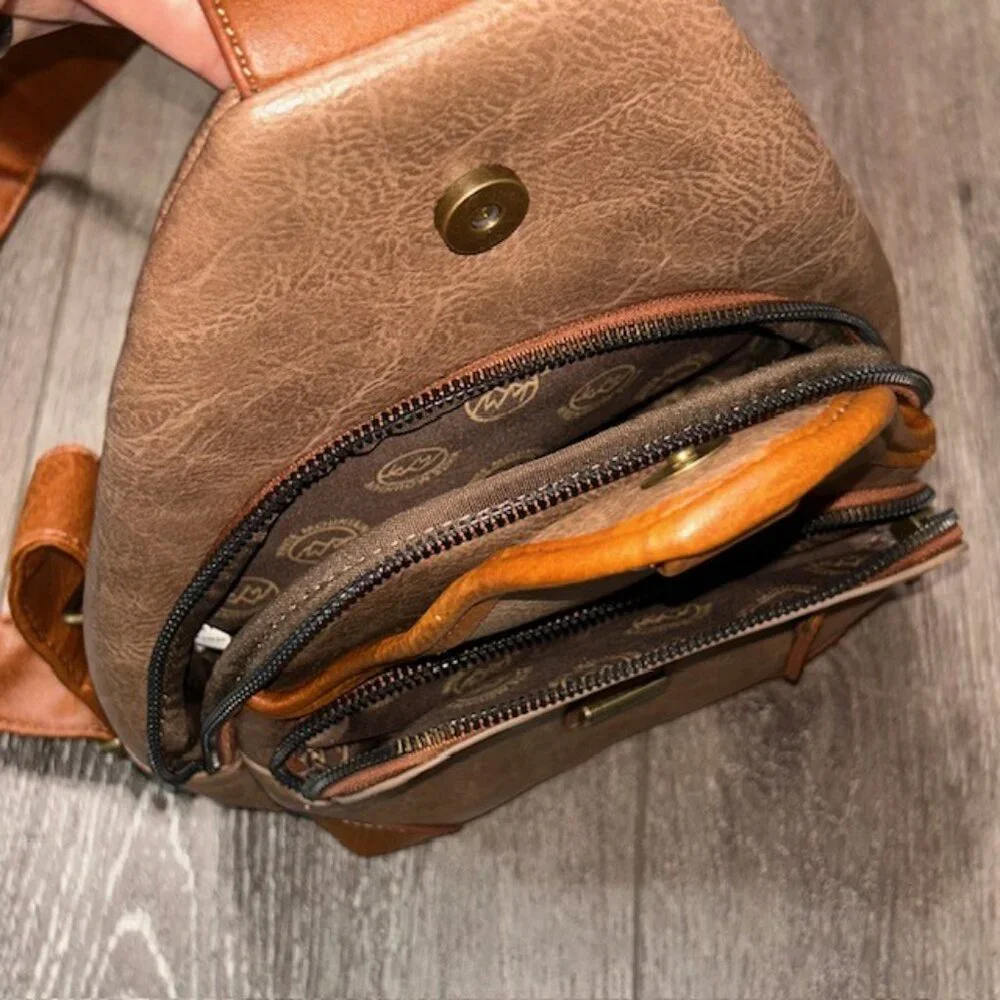 White Mountain Sling Pack Crossbody Bag In Brown - Picture 6 of 10